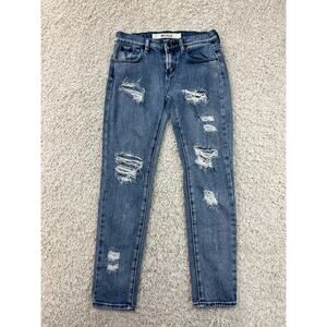 Brandy Melville Jeans Womens Size 24 Blue Denim Skinny Distressed Low Rise Holes